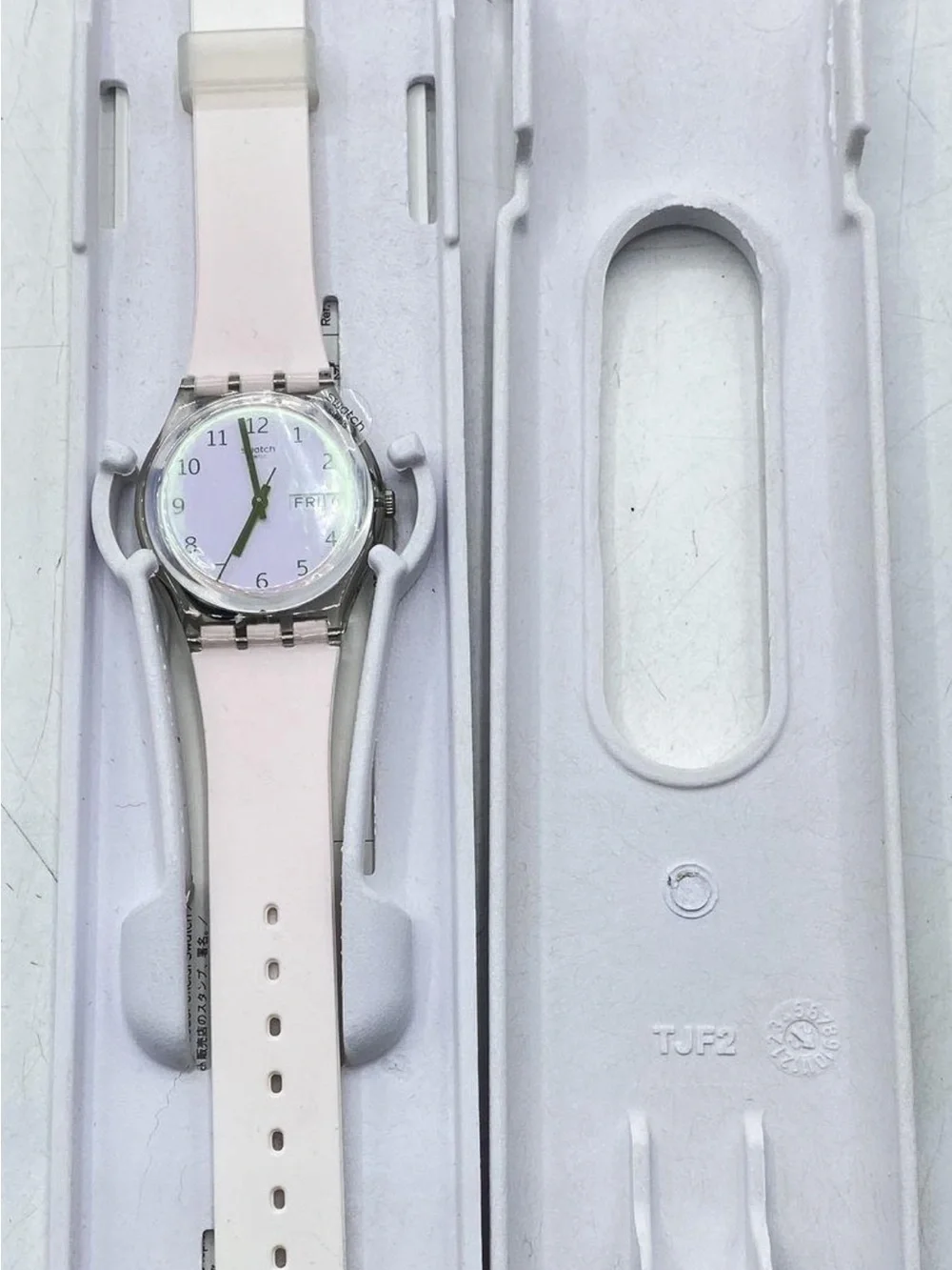 Swatch ULTRAROSE Solar Spectrum Pink Strap Watch with Iridescent Dial